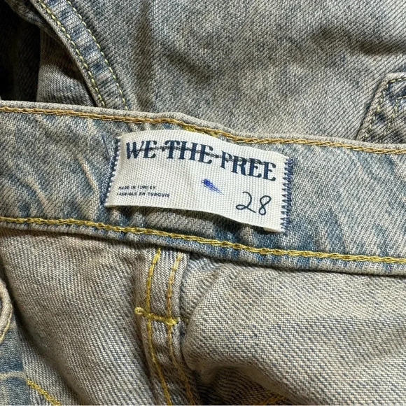 NWT Free People Old West Slouchy Jeans Wide Leg Denim We The Free Blue Tan 28 - Picture 11 of 17